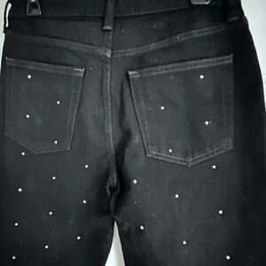 NWT Black Jeans, rhinestones on front/back legs, Cheeky Straight, Size 29/8R